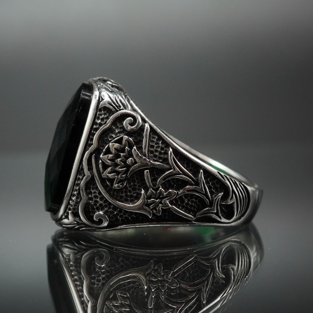 EMERALD 925 SILVER RING FOR MEN