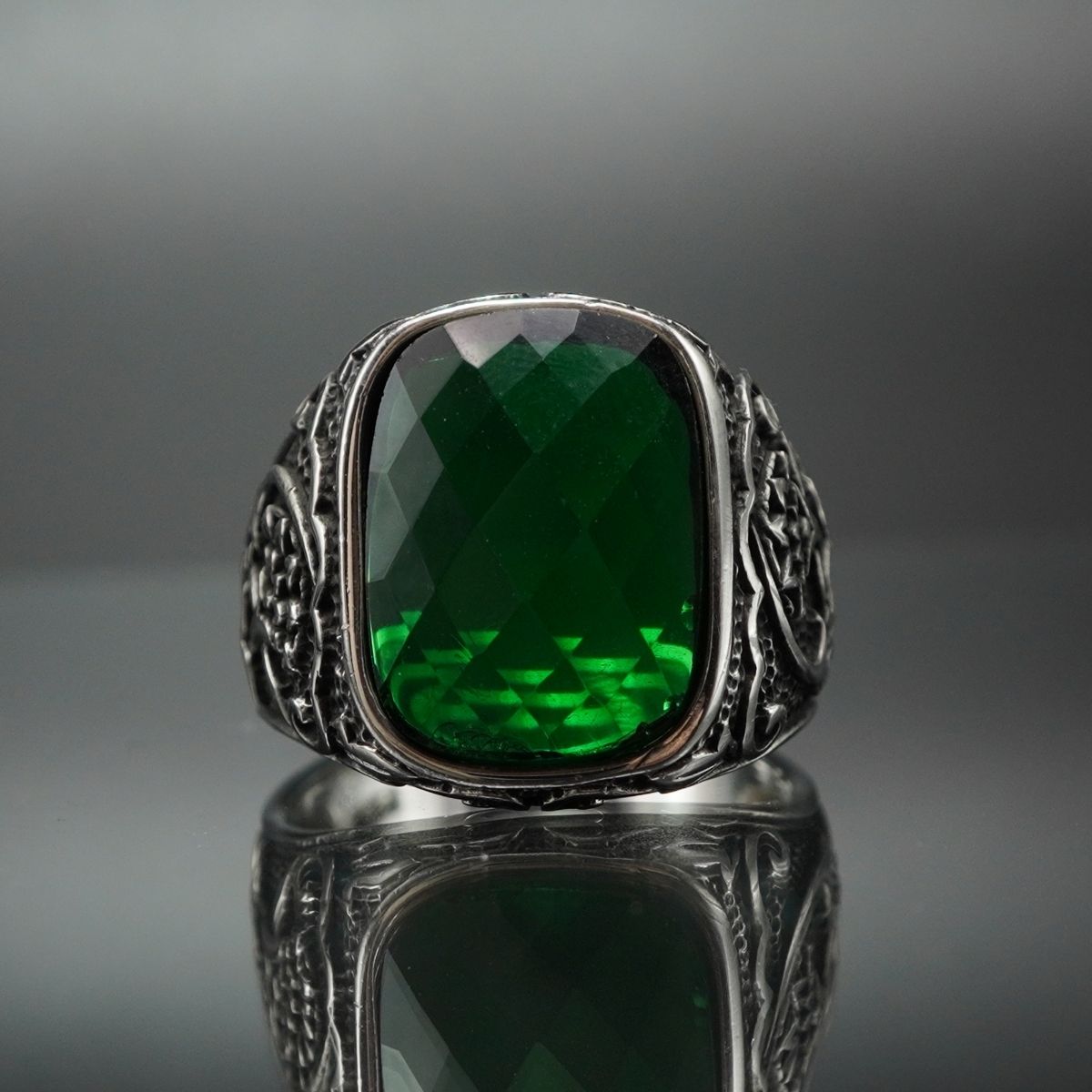 EMERALD 925 SILVER RING FOR MEN