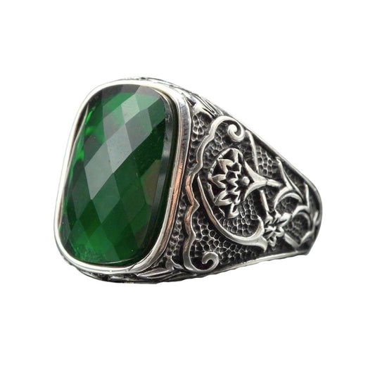 EMERALD 925 SILVER RING FOR MEN