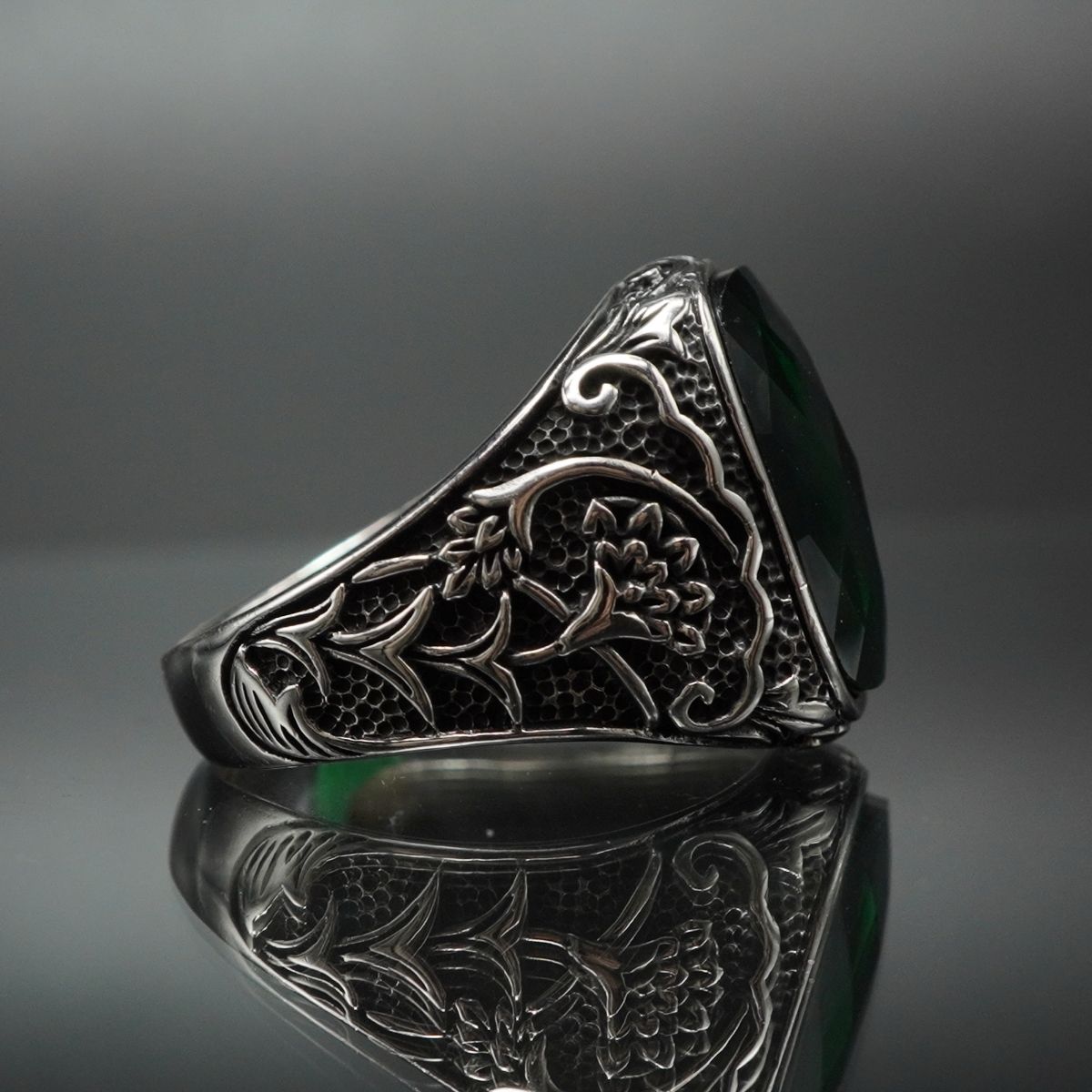 EMERALD 925 SILVER RING FOR MEN