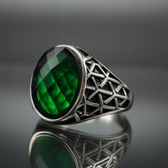EMERALD HANDMADE 925 STERLING SILVER RING