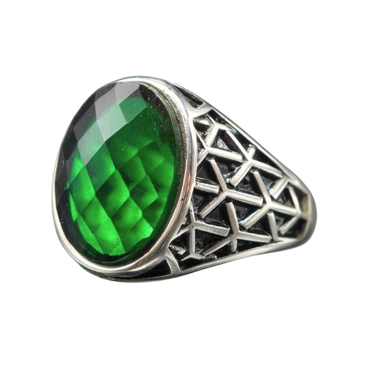 EMERALD GEMSTONE 925 STERLING SILVER HANDMADE RING