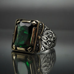 EMERALD GEMSTONE 925 STERLING SILVER HANDMADE RING