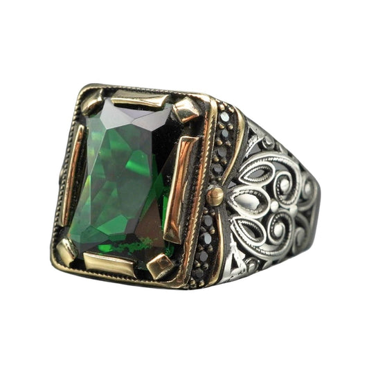 EMERALD GEMSTONE 925 STERLING SILVER HANDMADE RING