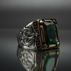 EMERALD GEMSTONE 925 STERLING SILVER HANDMADE RING