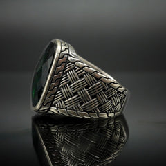 GREEN EMERALD GEMSTONE 925 STERLING SILVER HANDMADE RING