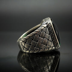 GREEN EMERALD GEMSTONE 925 STERLING SILVER HANDMADE RING