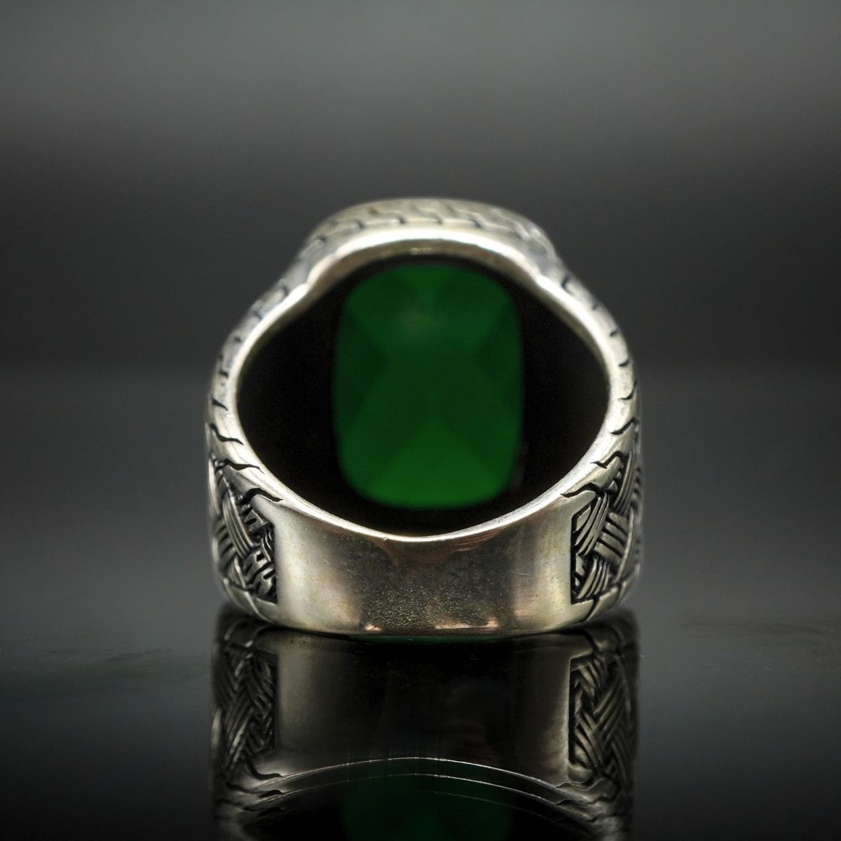 GREEN EMERALD GEMSTONE 925 STERLING SILVER HANDMADE RING