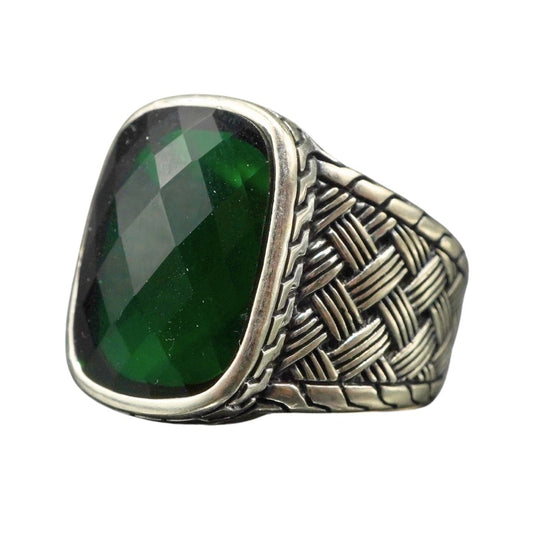 GREEN EMERALD GEMSTONE 925 STERLING SILVER HANDMADE RING