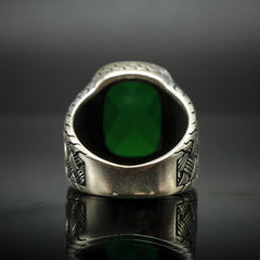 GREEN EMERALD GEMSTONE 925 STERLING SILVER HANDMADE RING