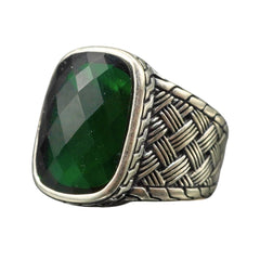 GREEN EMERALD GEMSTONE 925 STERLING SILVER HANDMADE RING