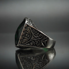 GREEN EMERALD GEMSTONE 925 STERLING SILVER HANDMADE RING