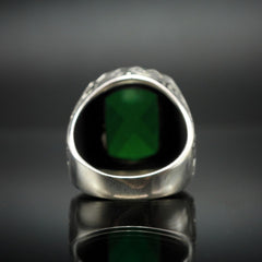 GREEN EMERALD GEMSTONE 925 STERLING SILVER HANDMADE RING