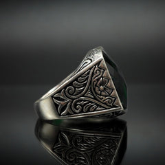 GREEN EMERALD GEMSTONE 925 STERLING SILVER HANDMADE RING