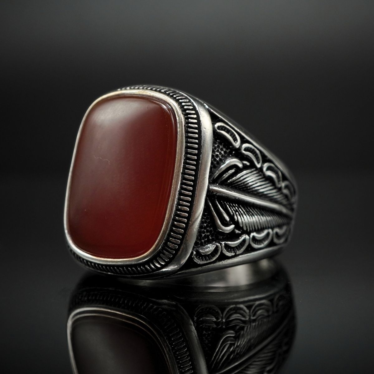 RED RING FOR MEN IN SILVER