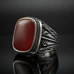 RED RING FOR MEN IN SILVER