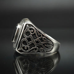 ONYX HANDMADE 925 STERLING SILVER RING FOR MEN