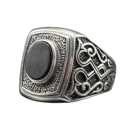 ONYX HANDMADE 925 STERLING SILVER RING FOR MEN