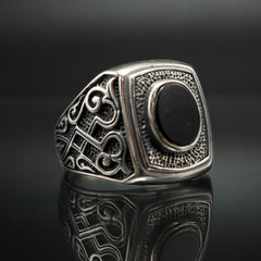 ONYX HANDMADE 925 STERLING SILVER RING FOR MEN