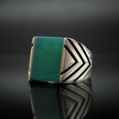 925 STERLING SILVER HANDMADE RING FOR MEN IN AGATE
