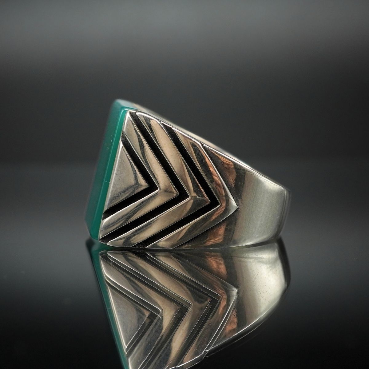 GREEN AGATE STONE 925 STERLING SILVER RING FOR MEN