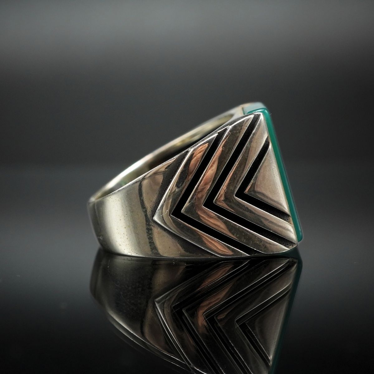 GREEN AGATE STONE 925 STERLING SILVER RING FOR MEN