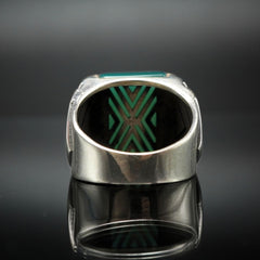 GREEN AGATE STONE 925 STERLING SILVER RING FOR MEN