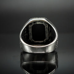 GREEN AGATE 925 STERLING SILVER RING FOR MEN