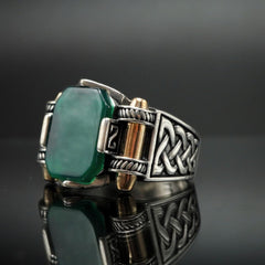 AGATE HANDMADE 925 STERLING SILVER RING FOR MEN