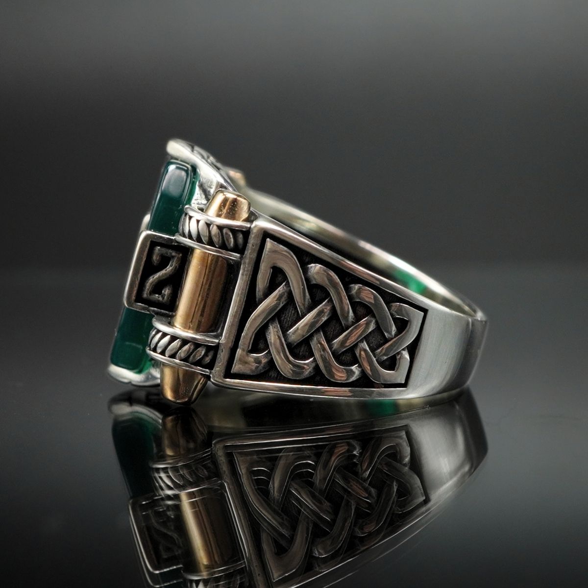 GREEN AGATE 925 STERLING SILVER RING FOR MEN