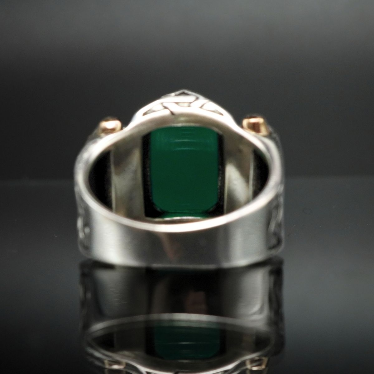 GREEN AGATE 925 STERLING SILVER RING FOR MEN