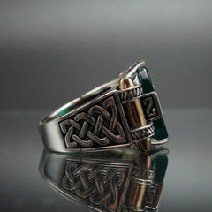 GREEN AGATE 925 STERLING SILVER RING FOR MEN