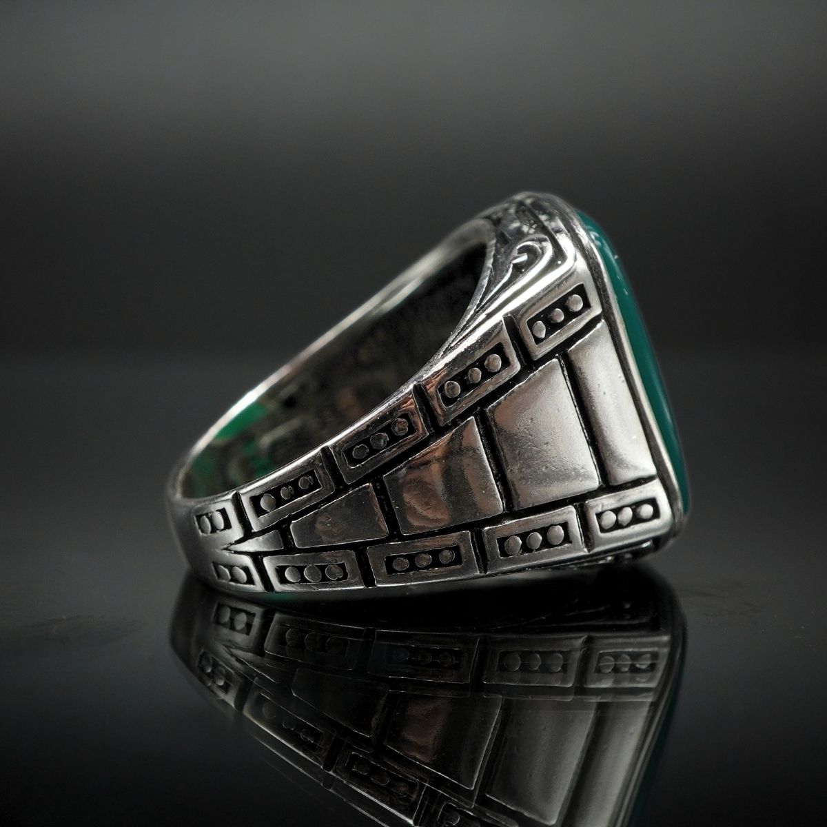 GREEN AGATE GEMSTONE 925 STERLING SILVER RING