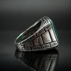 GREEN AGATE GEMSTONE 925 STERLING SILVER RING