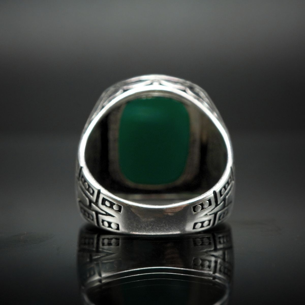 GREEN AGATE GEMSTONE 925 STERLING SILVER RING