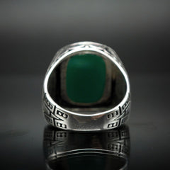 GREEN AGATE GEMSTONE 925 STERLING SILVER RING