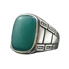 GREEN AGATE GEMSTONE 925 STERLING SILVER RING