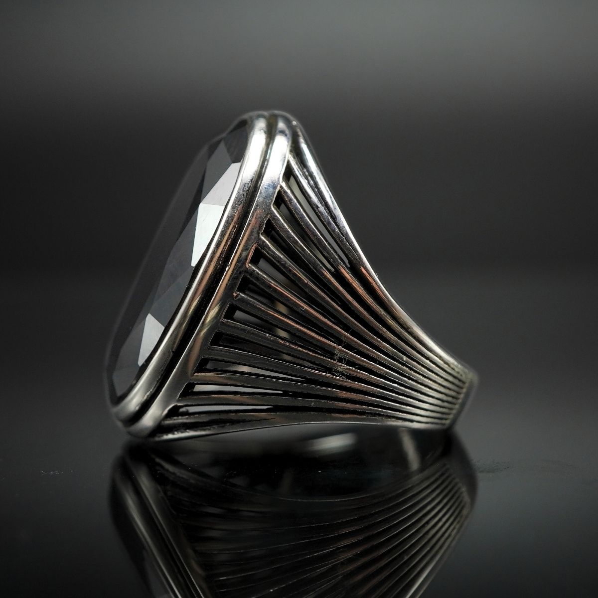 LARGE BLACK ONYX GEMSTONE RING FOR MEN