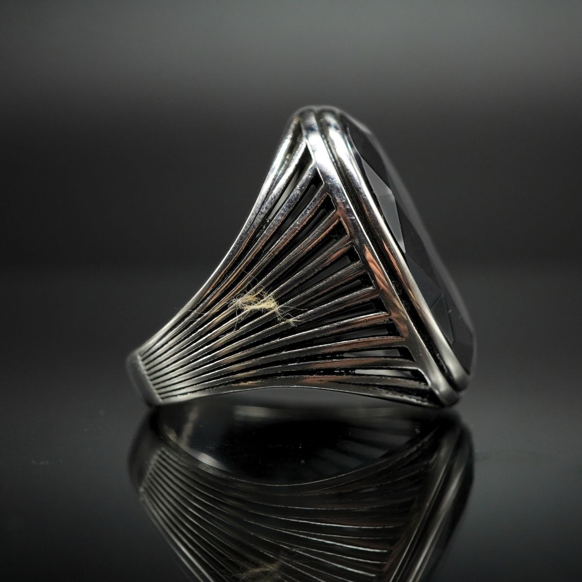 LARGE BLACK ONYX GEMSTONE RING FOR MEN