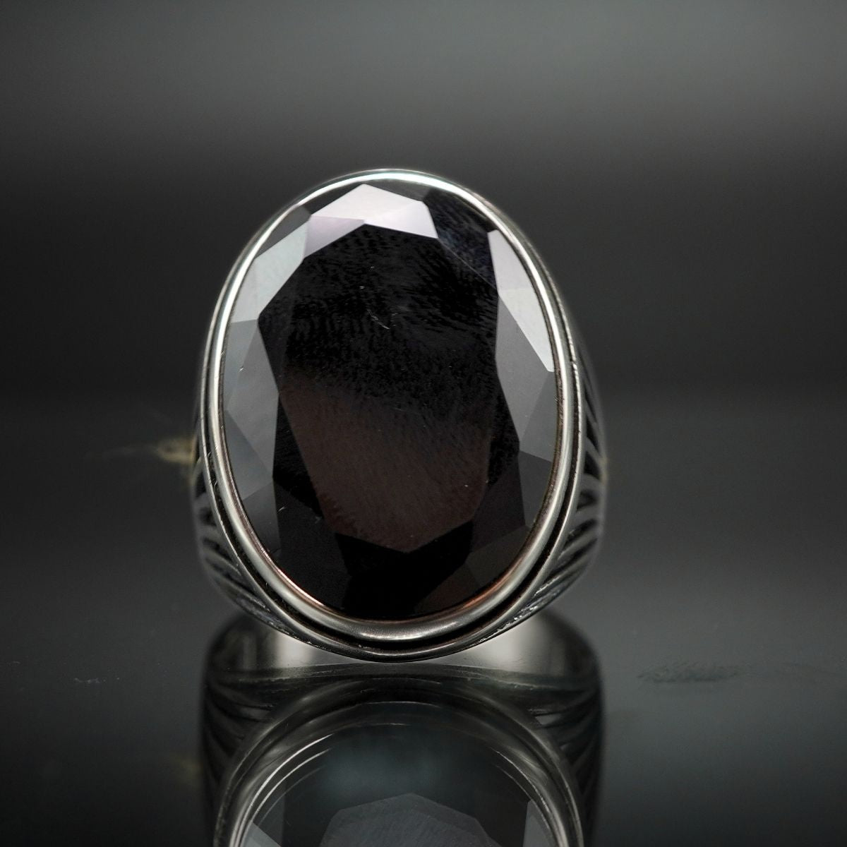 LARGE BLACK ONYX GEMSTONE RING FOR MEN
