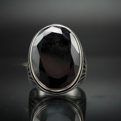 LARGE BLACK ONYX GEMSTONE RING FOR MEN