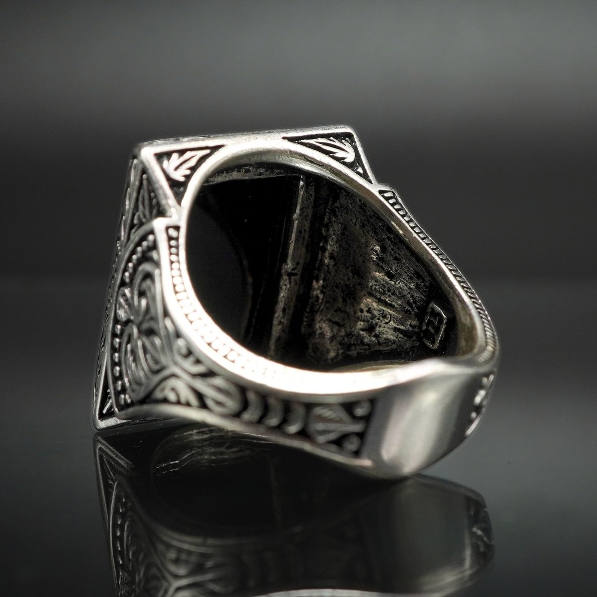 LARGE BLACK ONYX GEMSTONE 925 STERLING SILVER RING FOR MEN