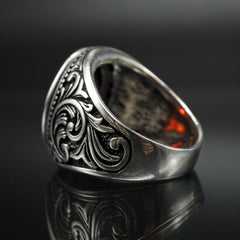 MEN HANDMADE 925 STERLING SILVER RED RUBY GEMSTONE