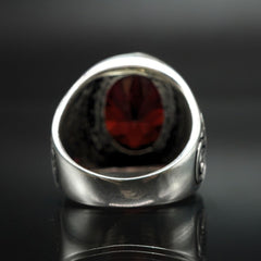 MEN HANDMADE 925 STERLING SILVER RED RUBY GEMSTONE