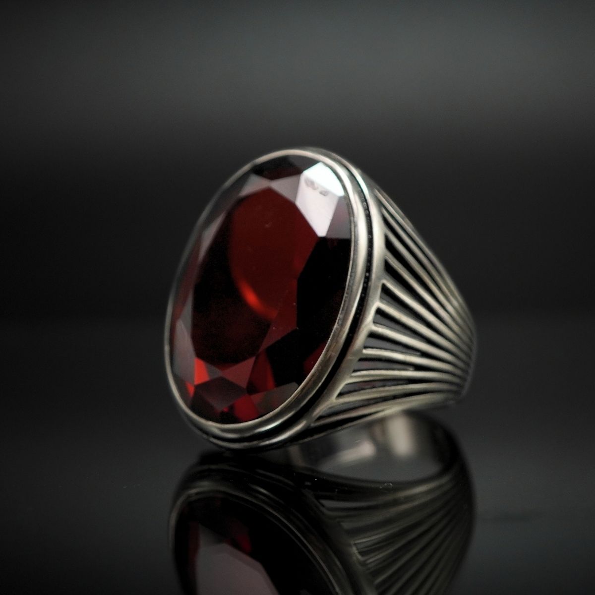 LARGE RED RUBY GEMSTONE RING FOR MEN