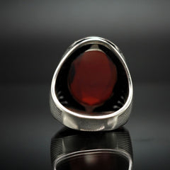 LARGE RED RUBY GEMSTONE RING FOR MEN