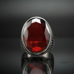 LARGE RED RUBY GEMSTONE RING FOR MEN