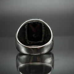 MEN HANDMADE SILVER RING IN BLACK ONYX