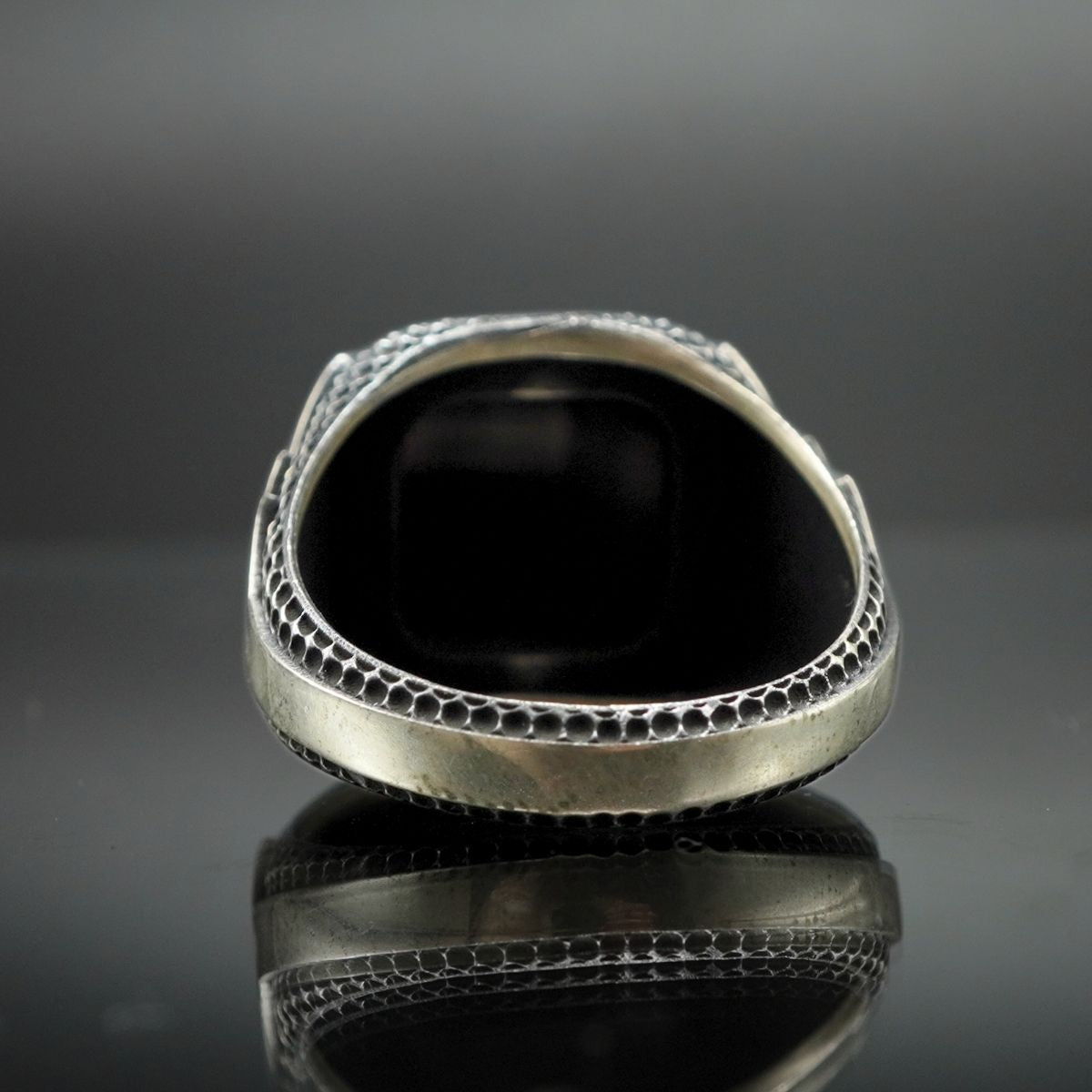 BLACK ONYX RING FOR MEN IN 925 SILVER