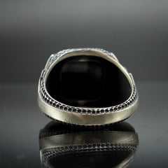 BLACK ONYX RING FOR MEN IN 925 SILVER
